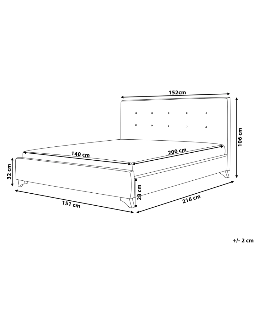 Beliani - Cama de casal em tecido preto 140 x 200 cm AMBASSADOR