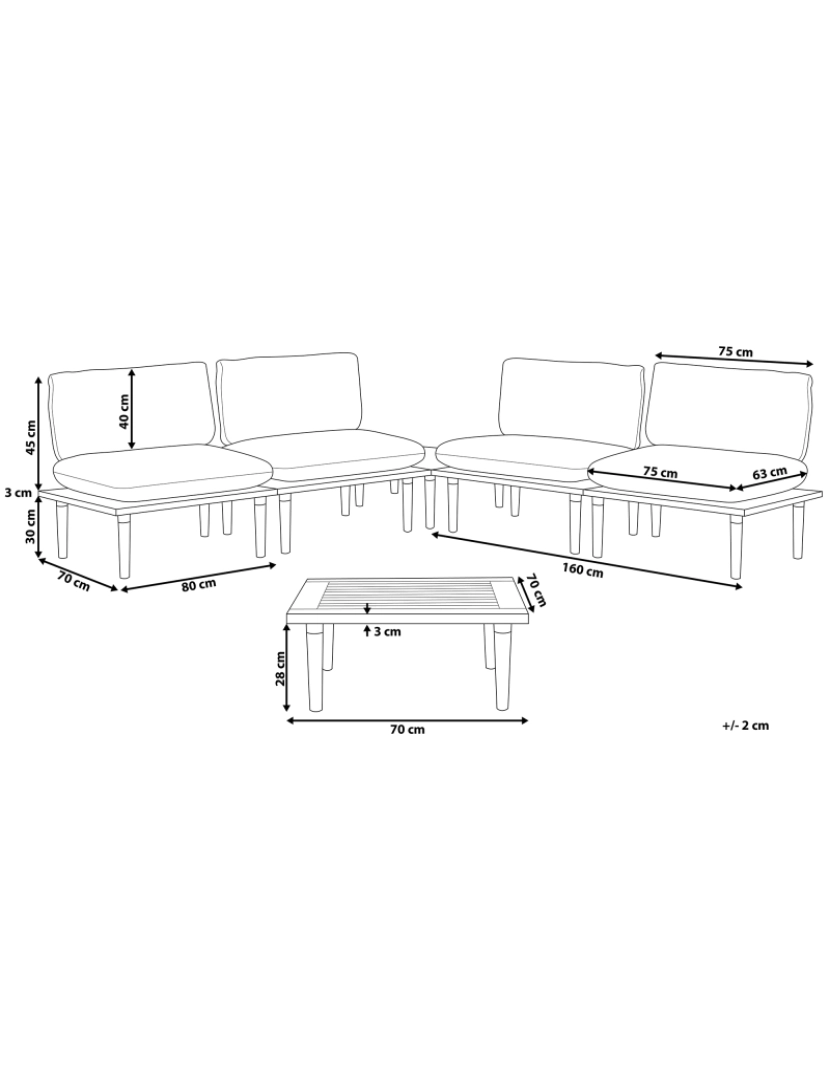 Beliani - Conjunto lounge Madeira de acácia com certificado FSC® Cinzento claro FRASCATI