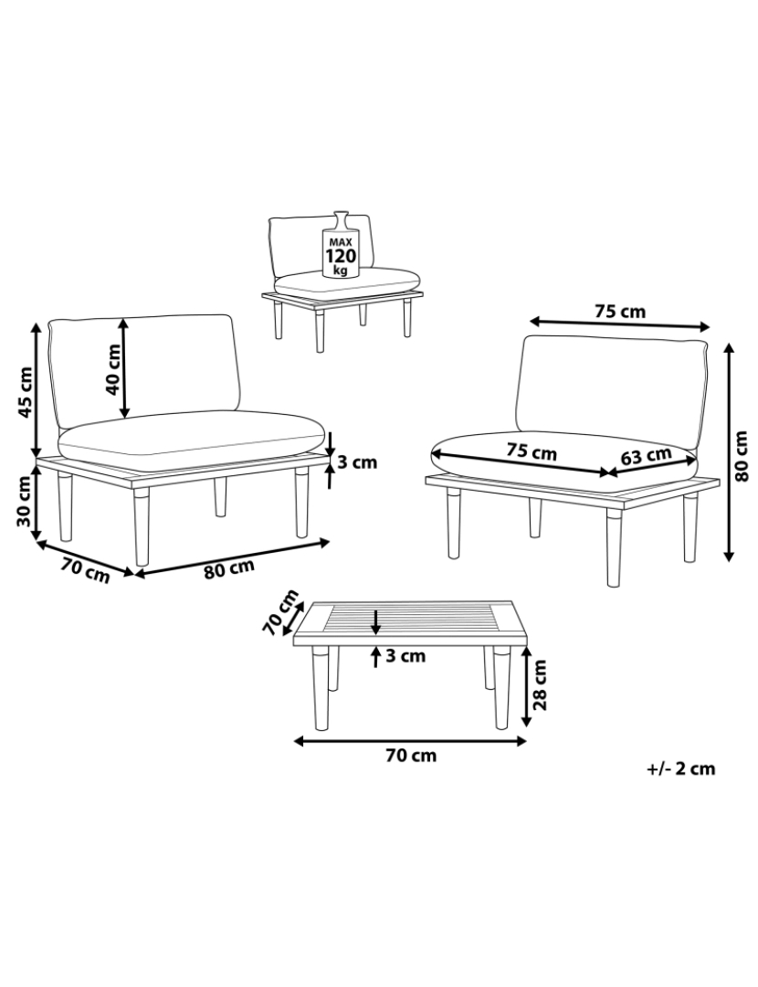 Beliani - Conjunto lounge Madeira de acácia com certificado FSC® Cinzento claro FRASCATI