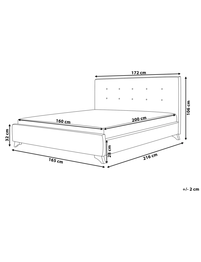 imagem de Cama de casal em chenille preta 160 x 200 cm AMBASSADOR1