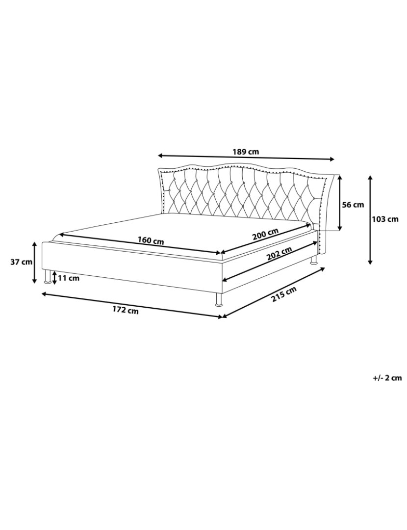 imagem de Cama de casal em pele sintética preta 160 x 200 cm METZ1