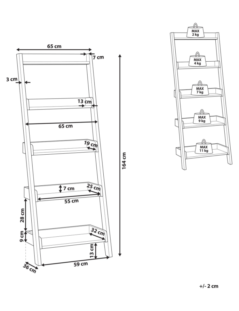 Beliani - Estante com 5 prateleiras Castanho escuro-branco MOBILE TRIO