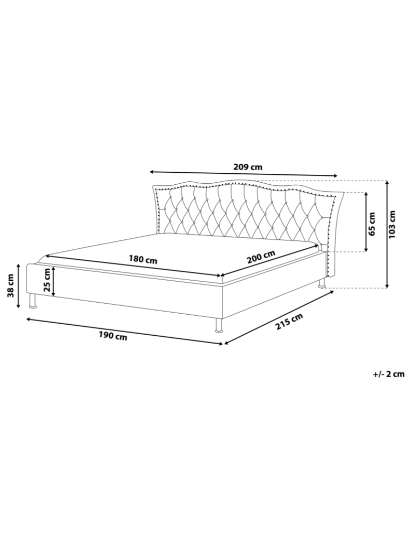 Beliani - Cama de casal em pele sintética preta 180 x 200 cm METZ