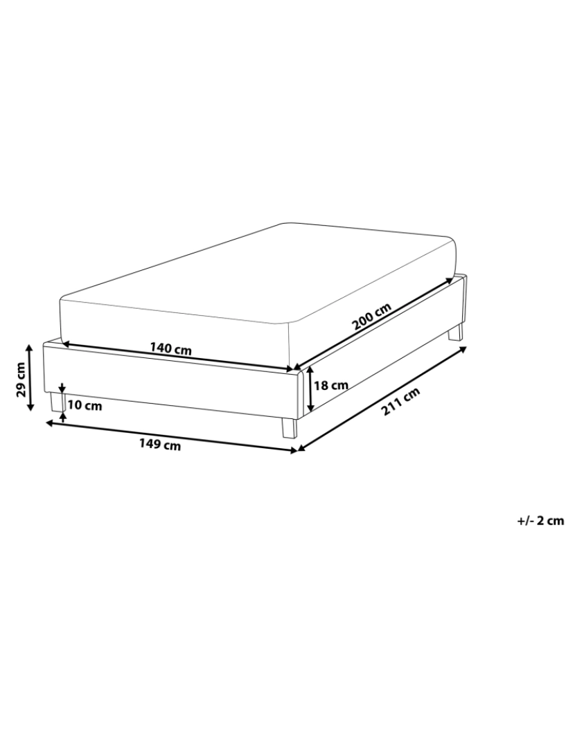 imagem de Sommier de casal em tecido creme 140 x 200 cm ROANNE1