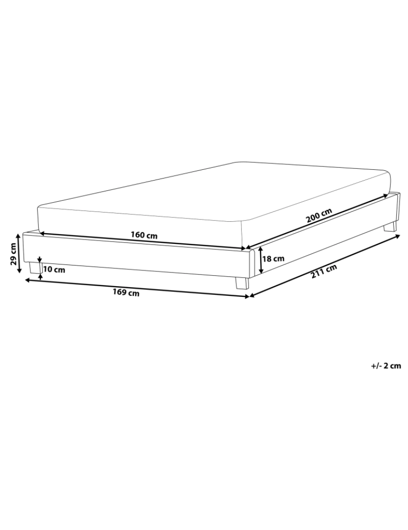 imagem de Sommier de casal em tecido creme 160 x 200 cm ROANNE1