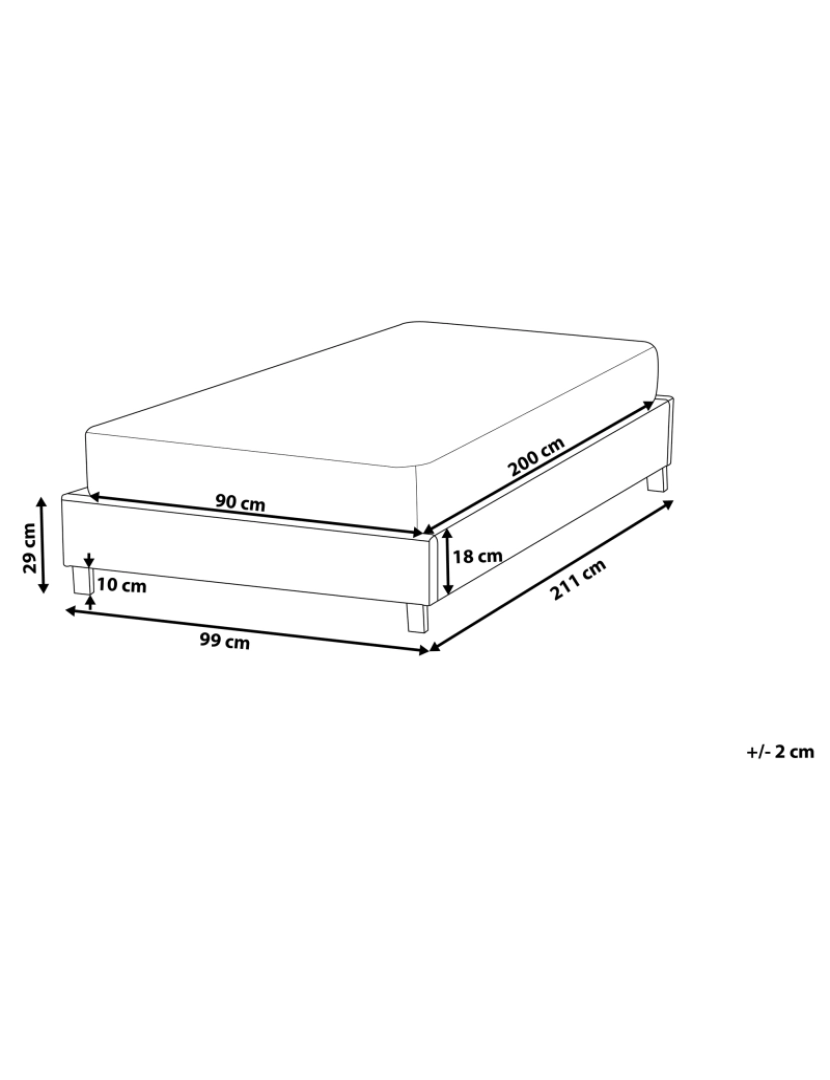 Beliani - Sommier de solteiro em tecido creme 90 x 200 cm ROANNE