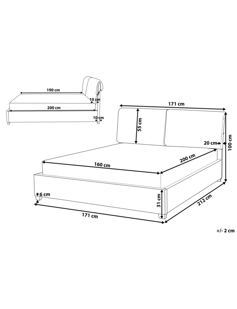 Beliani - Cama de casal em tecido creme claro 160 x 200 cm BELFORT