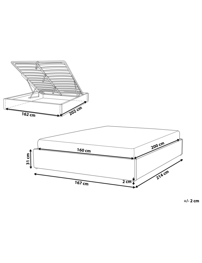 Beliani - Sommier de casal com arrumação em tecido cinzento escuro 160 x 200 cm DINAN