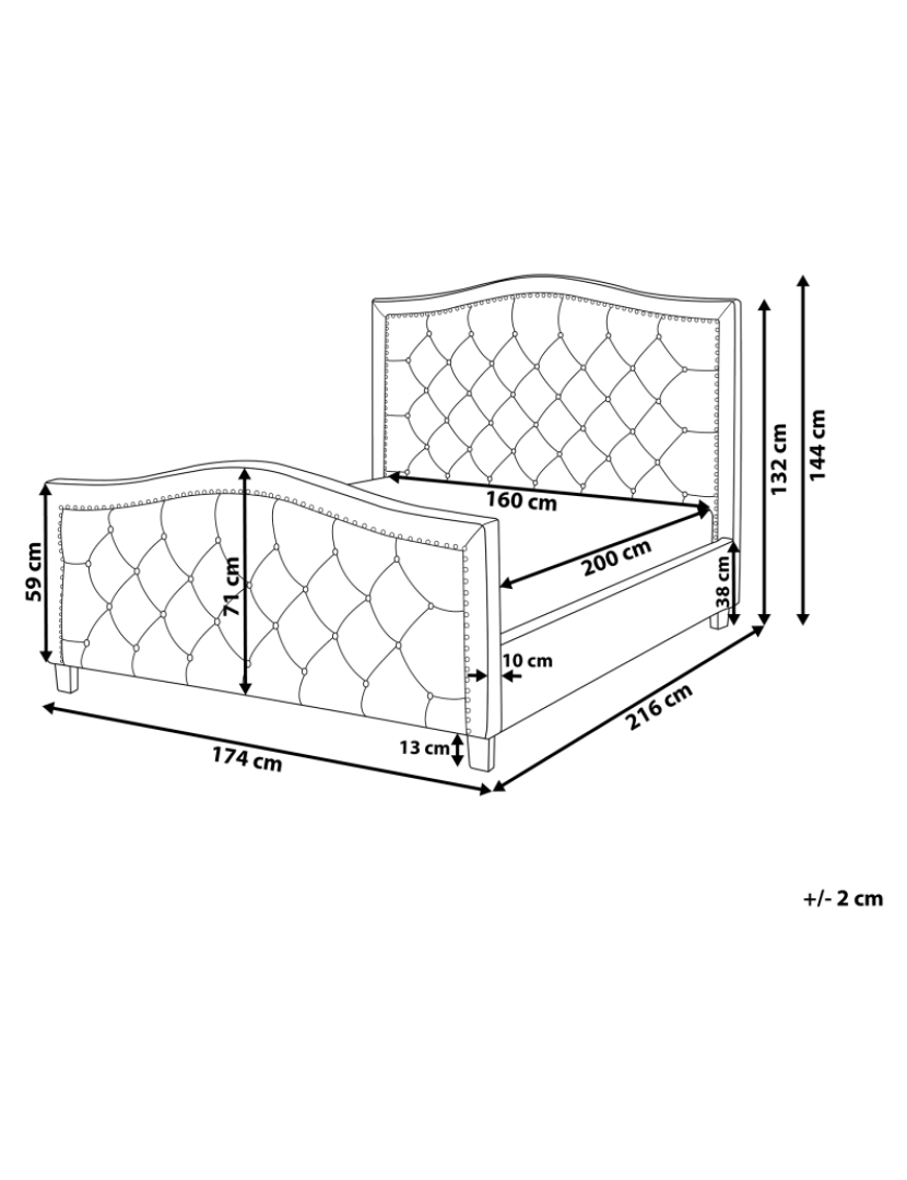 Beliani - Cama de casal em tecido creme 160 x 200 cm AUREL