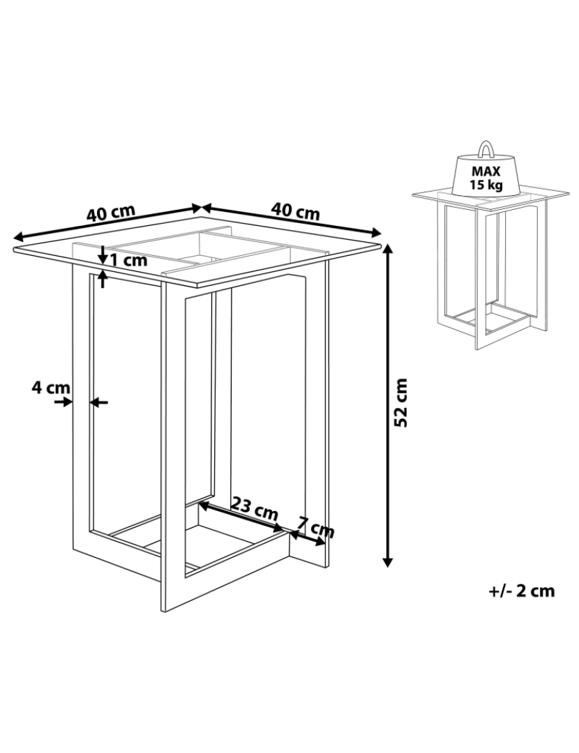 Beliani - Mesa de apoio prateada com tampo de vidro CRYSTAL