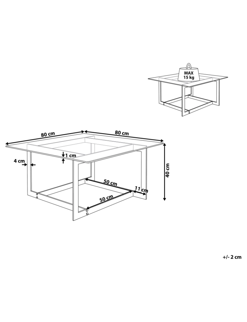 Beliani - Mesa de centro prateada com tampo de vidro CRYSTAL