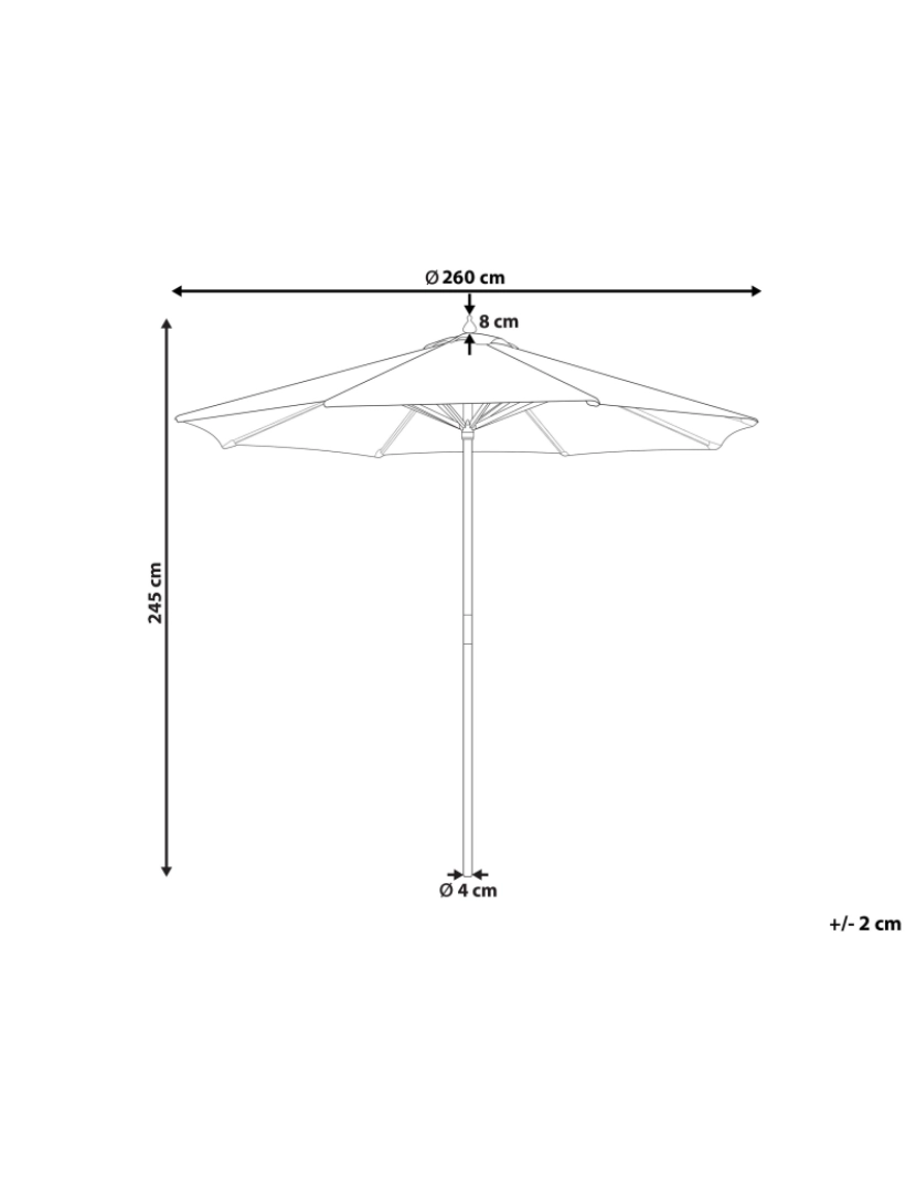 Beliani - Guarda-sol de jardim de madeira ⌀ 260 cm riscas creme e branco FERENTILLO