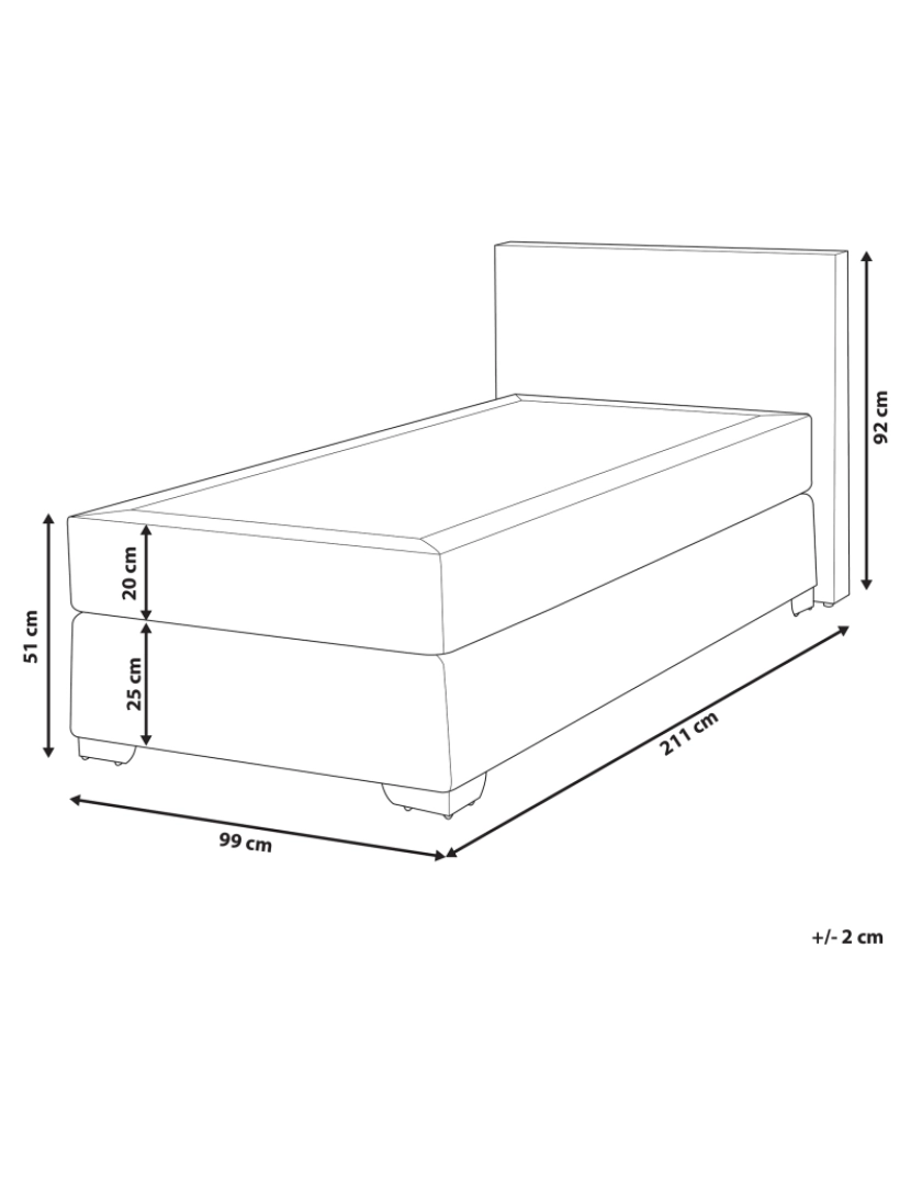 imagem de Cama de solteiro continental em pele sintética branca 90 x 200 cm PRESIDENT1