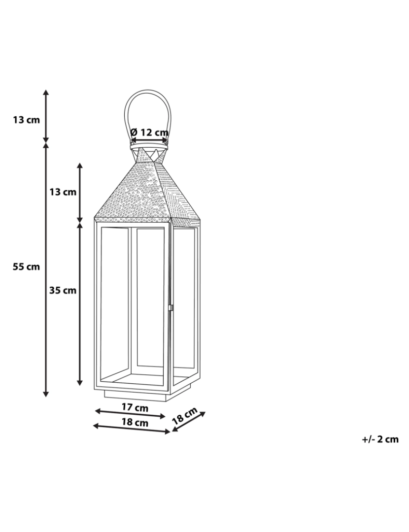 Beliani - Lanterna decorativa dourada 55 cm BALI