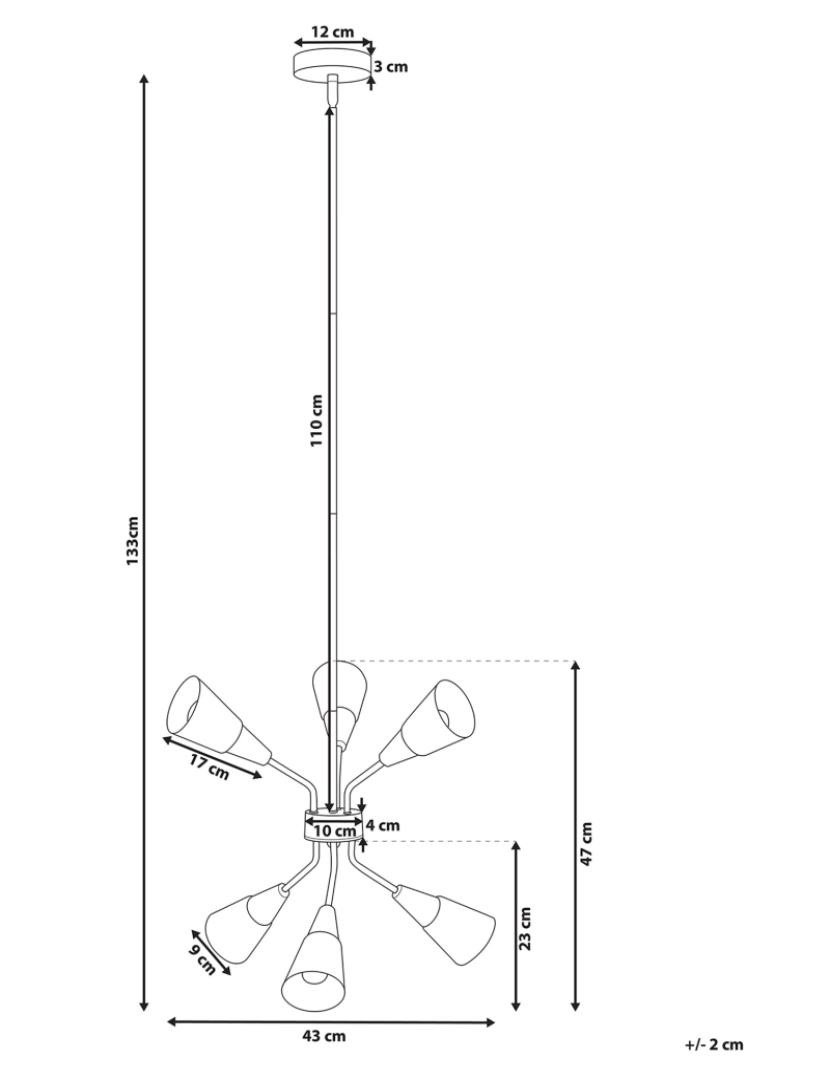 imagem de Candeeiro de teto para 6 lâmpadas em metal branco AROYO VI1