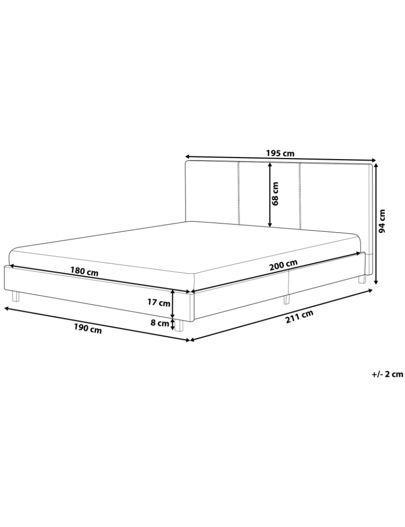 Beliani - Cama de casal em tecido creme 180 x 200 cm ALBI