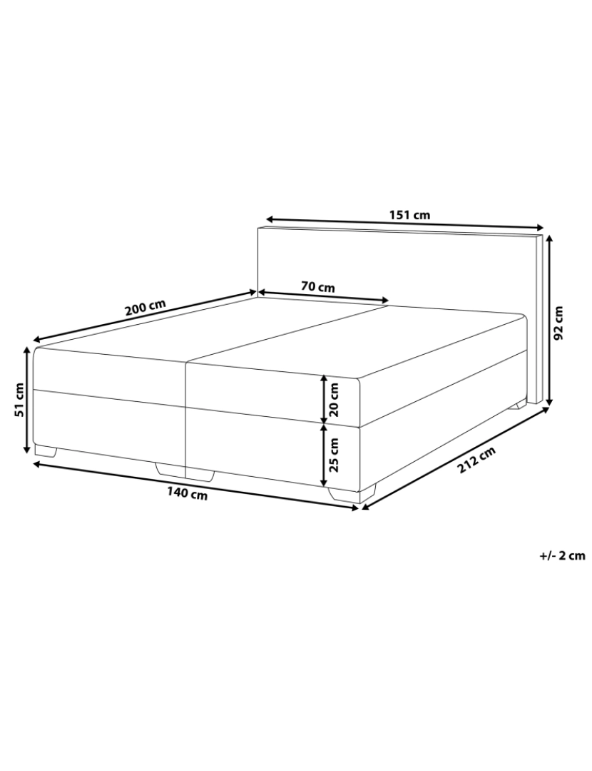 imagem de Cama de casal continental em pele sintética branca 140 x 200 cm PRESIDENT1