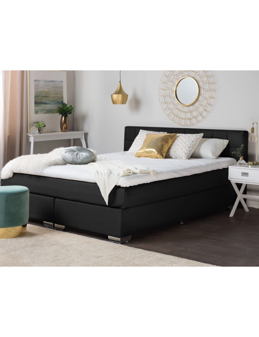 imagem de Cama de casal continental em tecido preto 140 x 200 cm ADMIRAL2