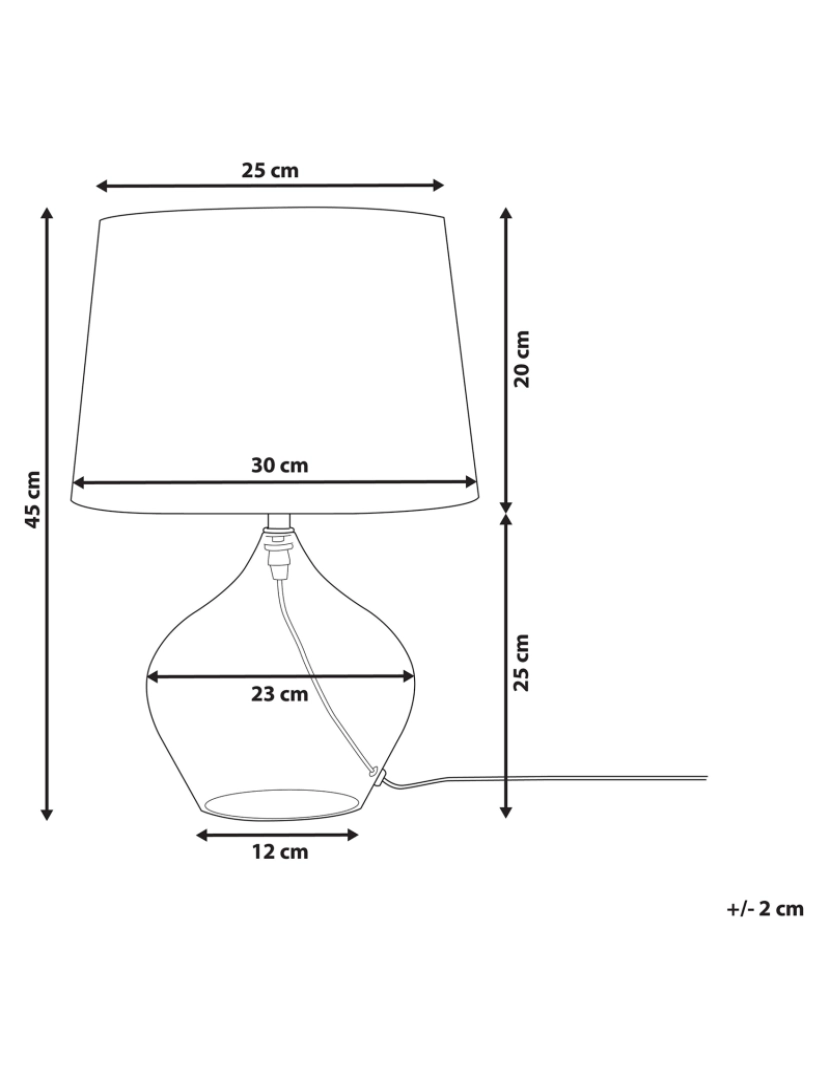 Beliani - Candeeiro de mesa transparente e preto OSUM