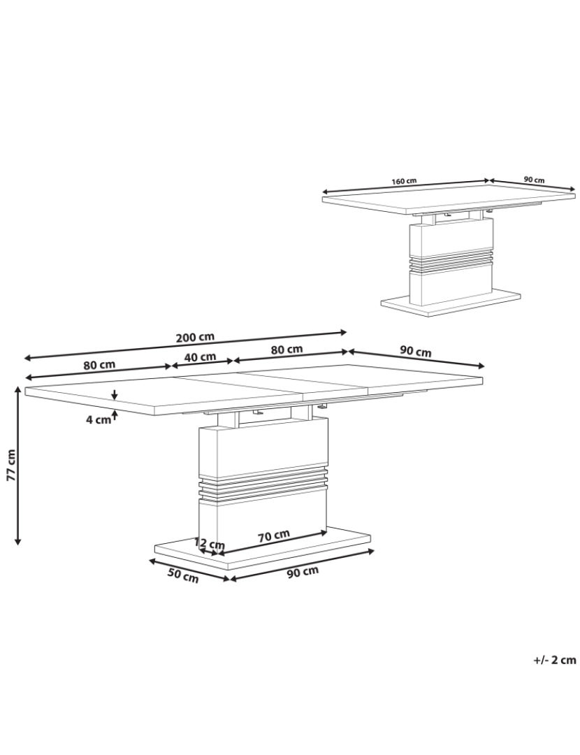 Beliani - Mesa de jantar branca 160/200 x 90 cm SANTANA