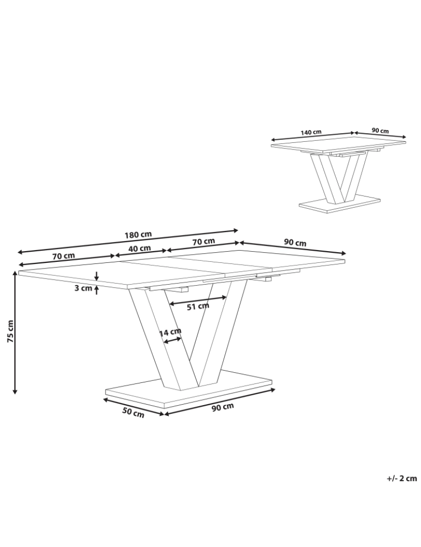 imagem de Mesa de jantar extensível castanha clara 140/180 x 90 cm LIXA1