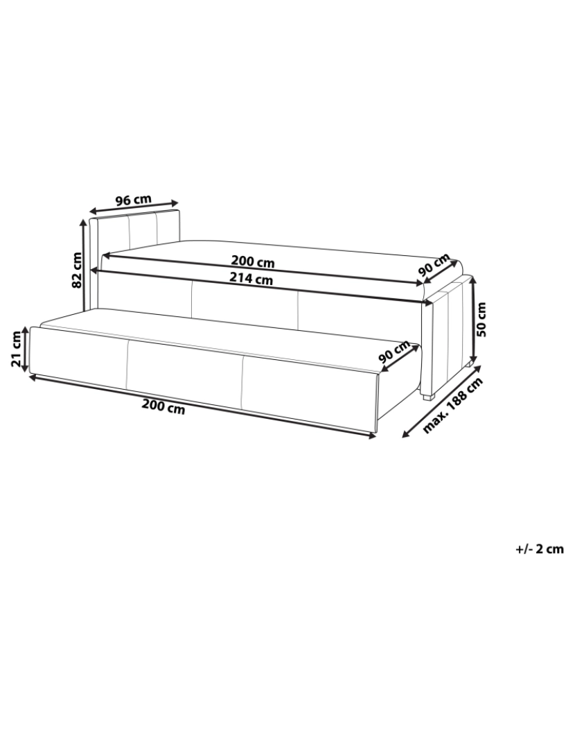 Beliani - Cama dupla em tecido cinzento escuro 90 x 200 cm MARMANDE