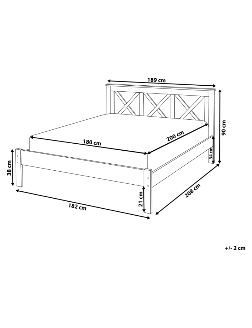 Beliani - Cama de casal em madeira branca 180 x 200 cm TANNAY