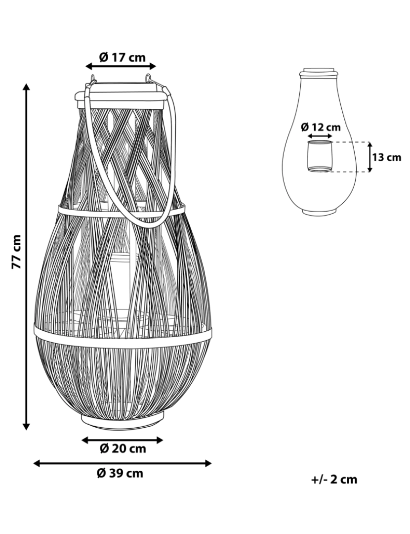 Beliani - Lanterna decorativa branca 77 cm TONGA