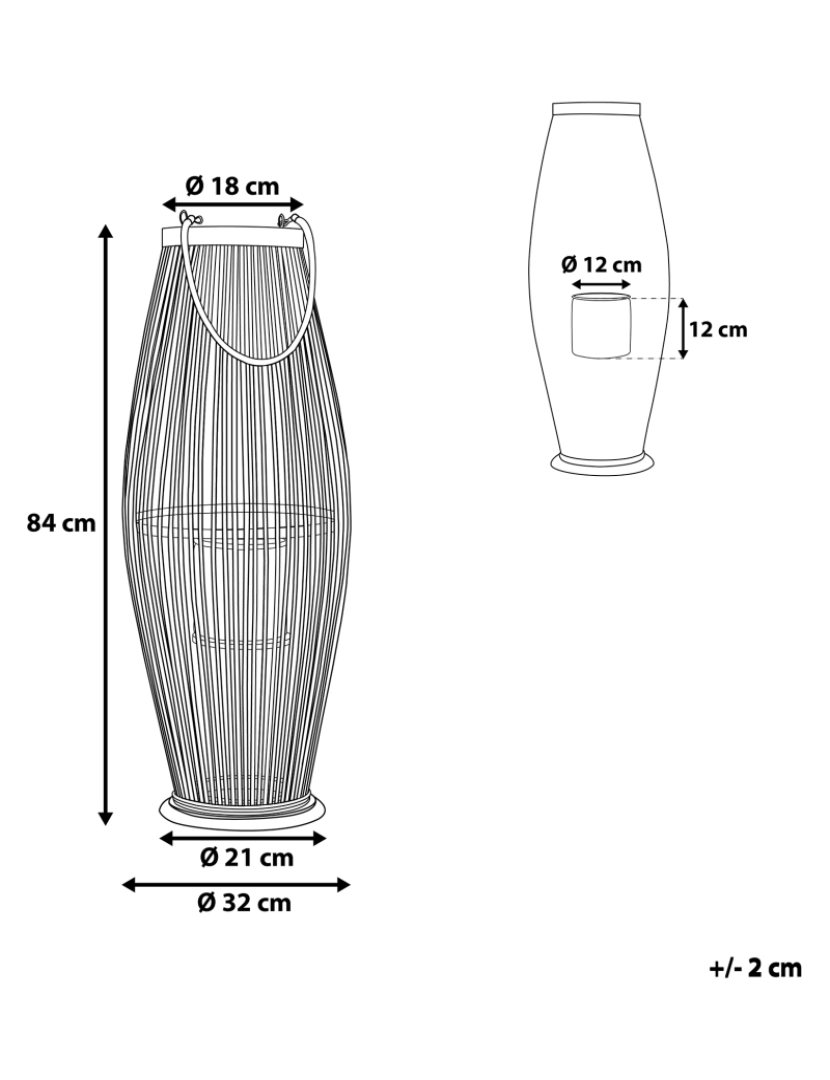 Beliani - Lanterna decorativa castanho claro 84 cm TAHITI