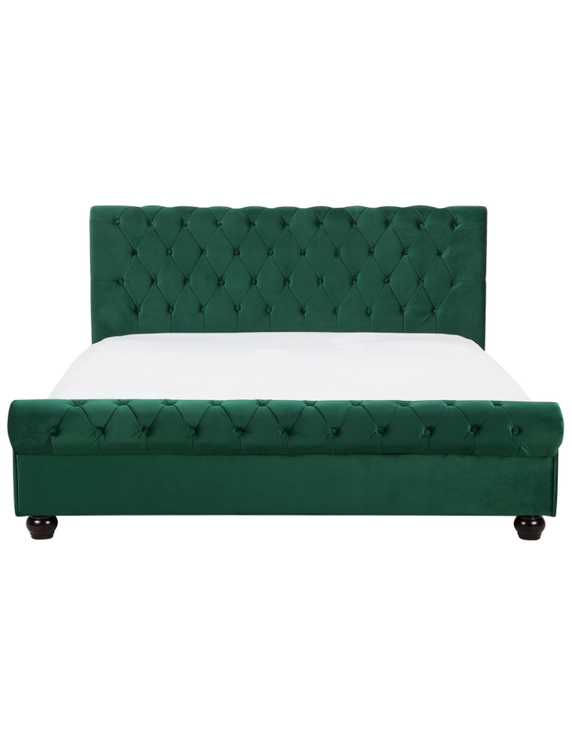 imagem de Cama de casal em veludo verde esmeralda 160 x 200 cm AVALLON4