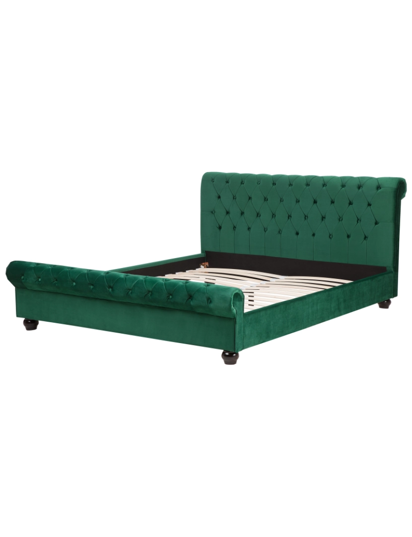 imagem de Cama de casal em veludo verde esmeralda 160 x 200 cm AVALLON7