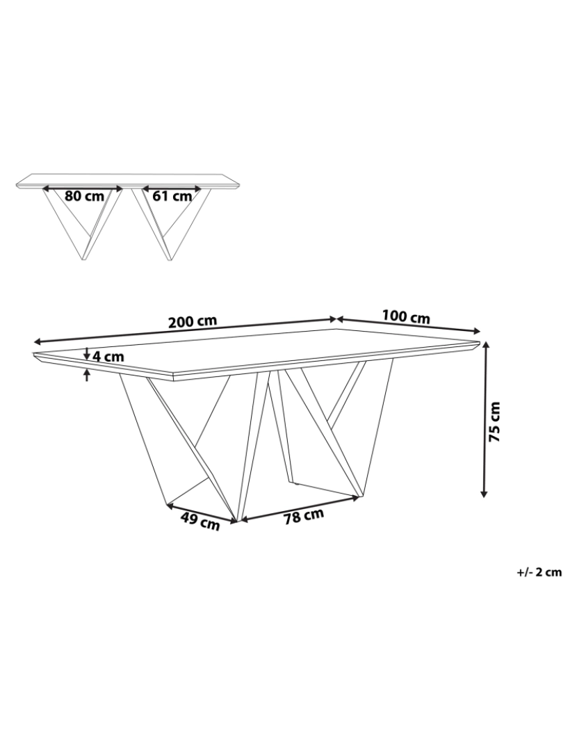 Beliani - Mesa de jantar 200 x 100 cm castanho escuro e preto SINTRA