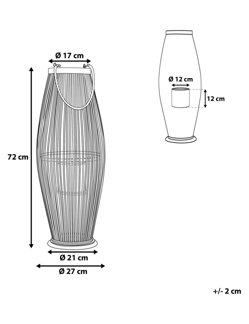 Beliani - Lanterna decorativa castanho claro 72 cm TAHITI