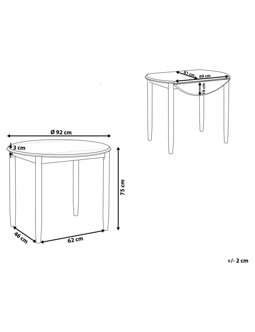 Beliani - Mesa de jantar em castanho claro com cinzento ⌀ 92 OMAHA