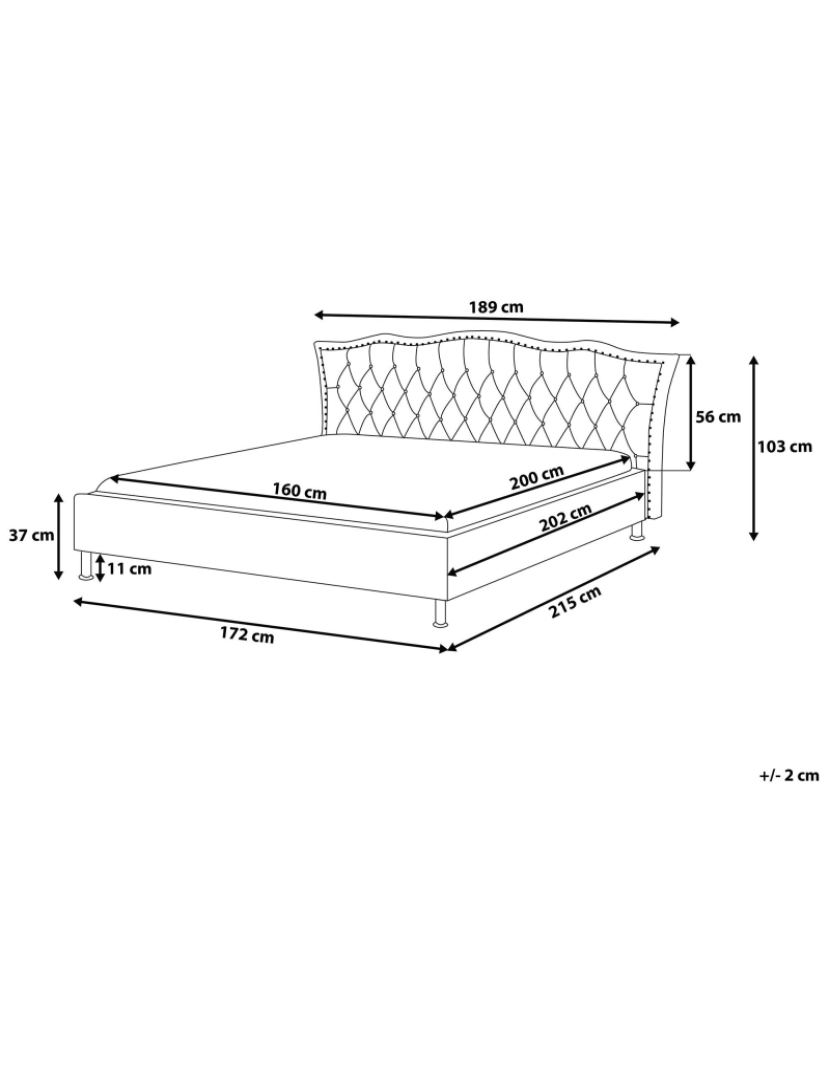 Beliani - Cama de casal em veludo cinzento escuro 160 x 200 cm METZ