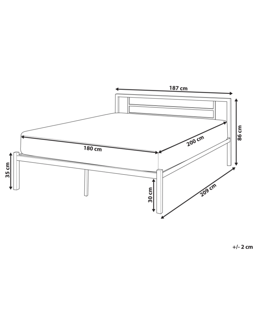 imagem de Cama de casal em metal preto 180 x 200 cm CUSSET1