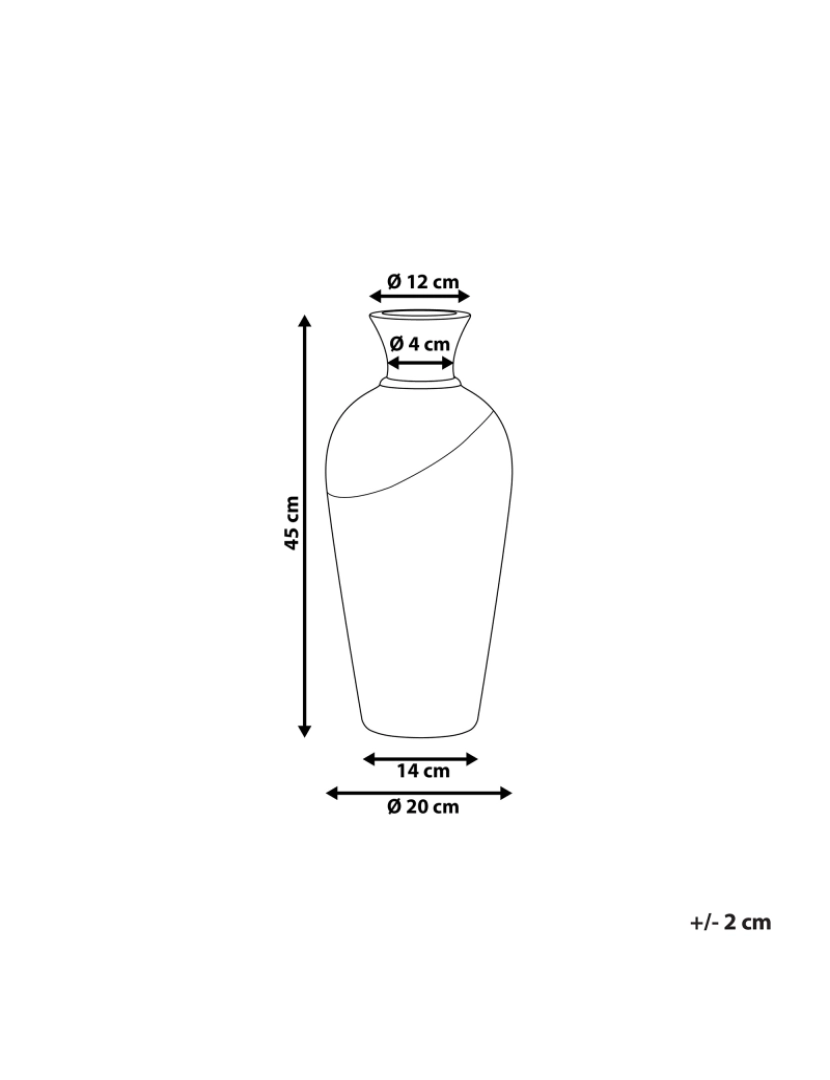 Beliani - Terracota Jarro decorativo 45 cm Branco Preto BONA