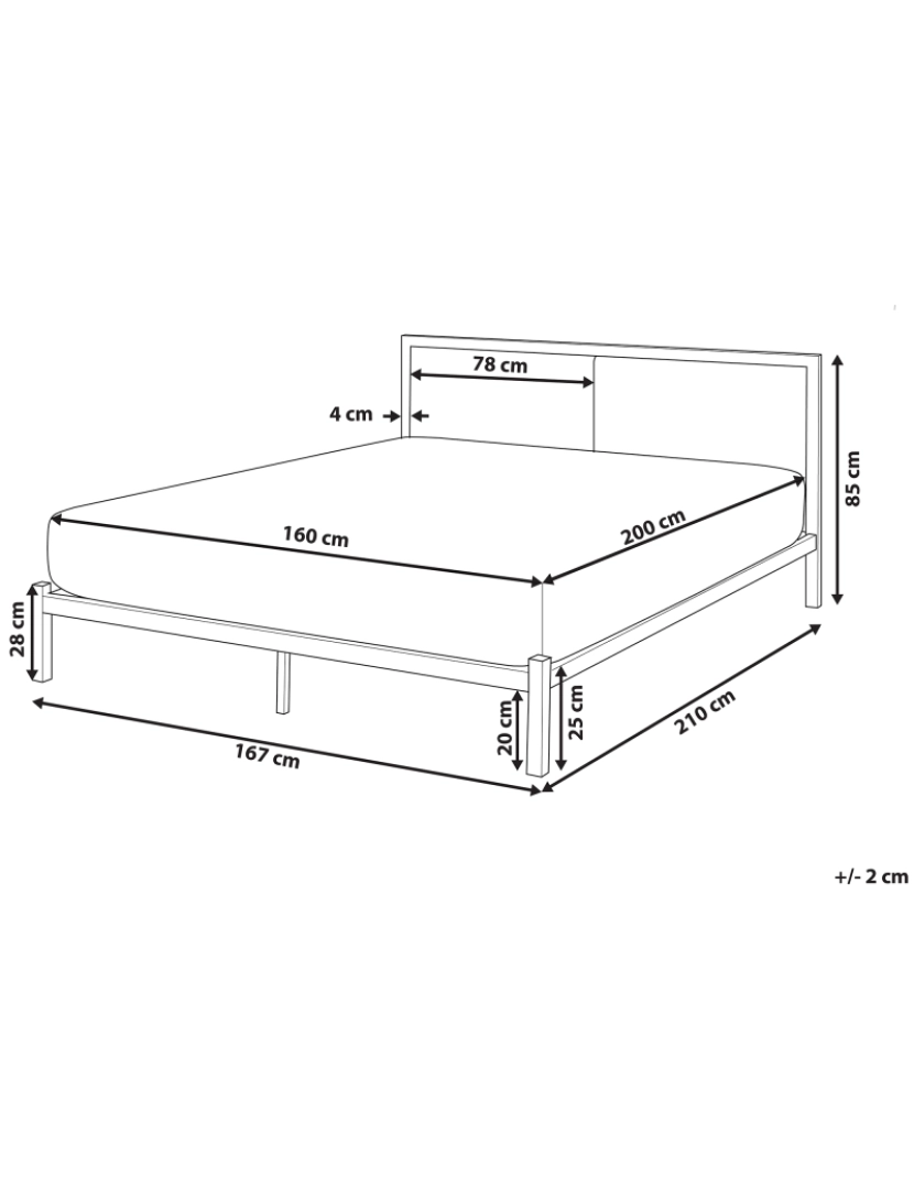 Beliani - Cama de casal em metal preto 160 x 200 cm CLAMART