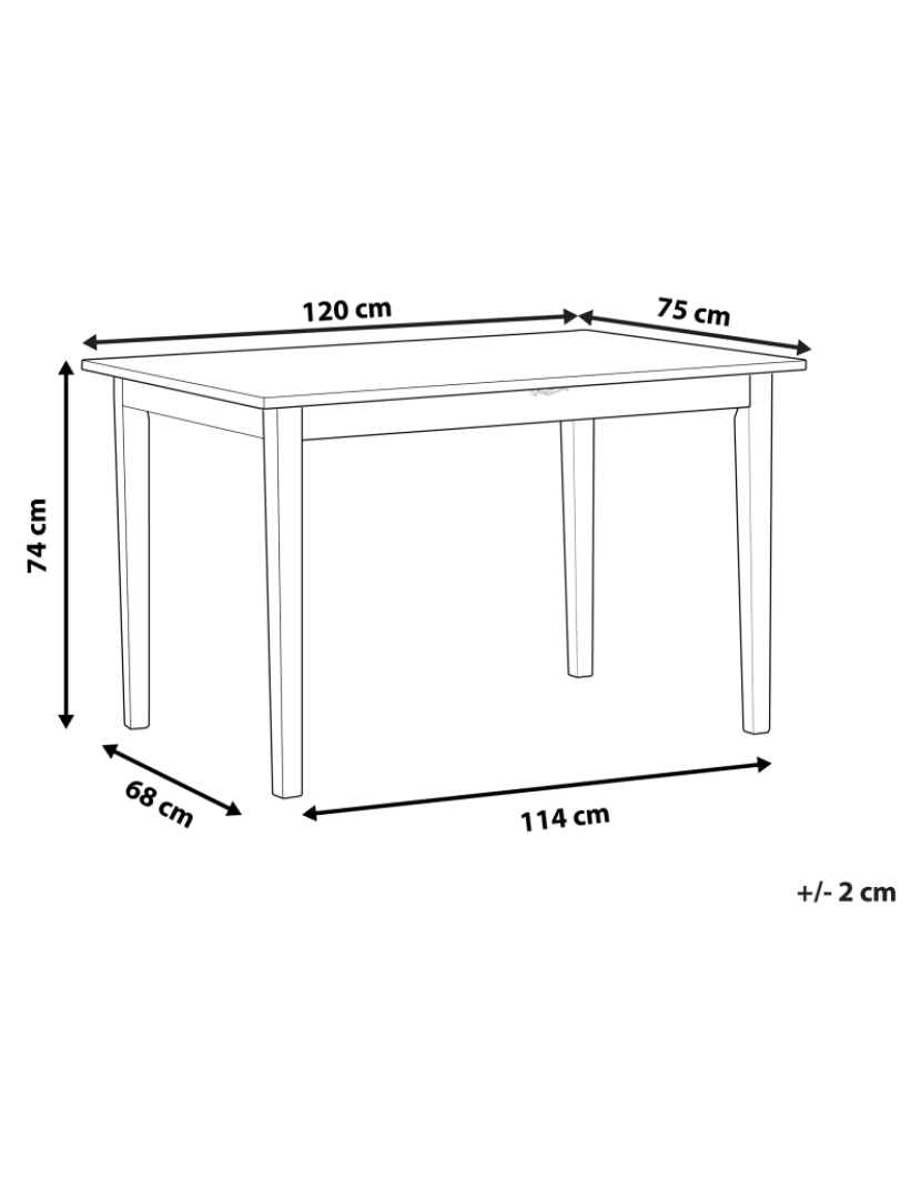 Beliani - Mesa de jantar em madeira com pernas pretas 120 x 75 cm HOUSTON