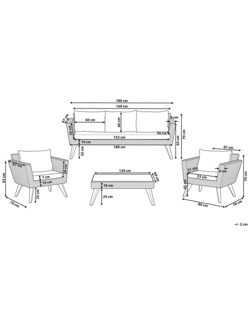 Beliani - Conjunto lounge Ratan sintético Cinzento VITTORIA