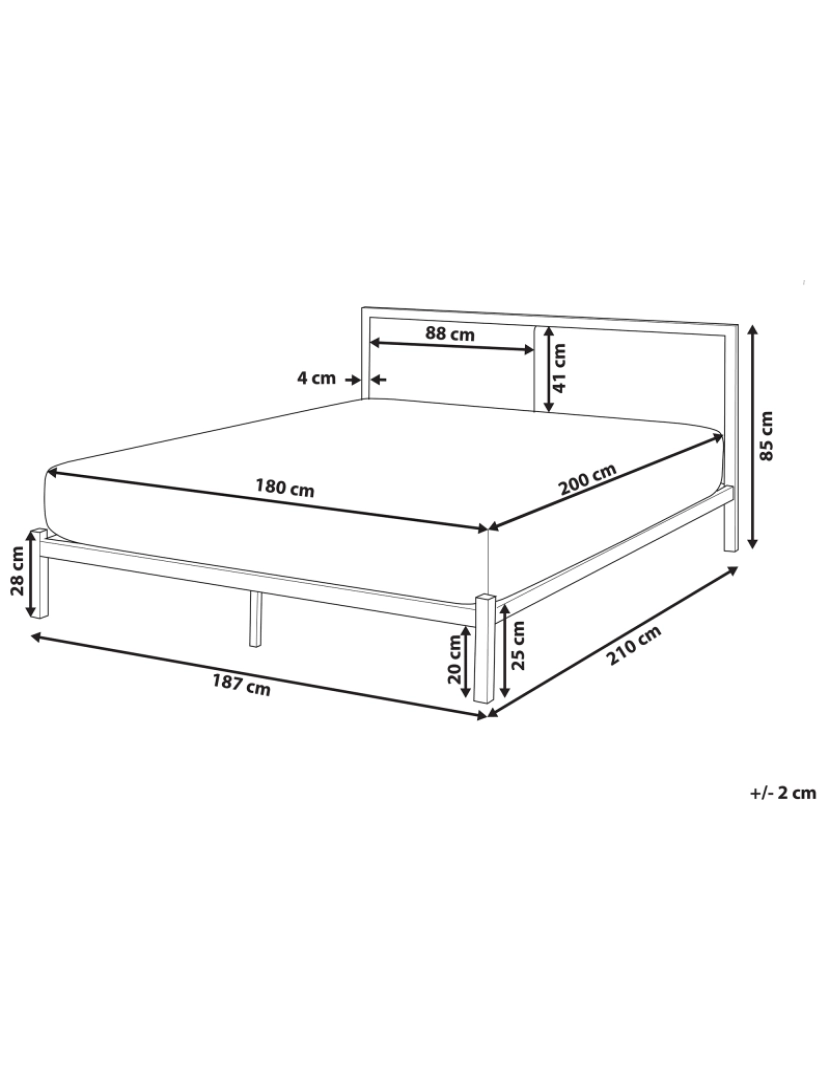 Beliani - Cama de casal em metal preto 180 x 200 cm CLAMART