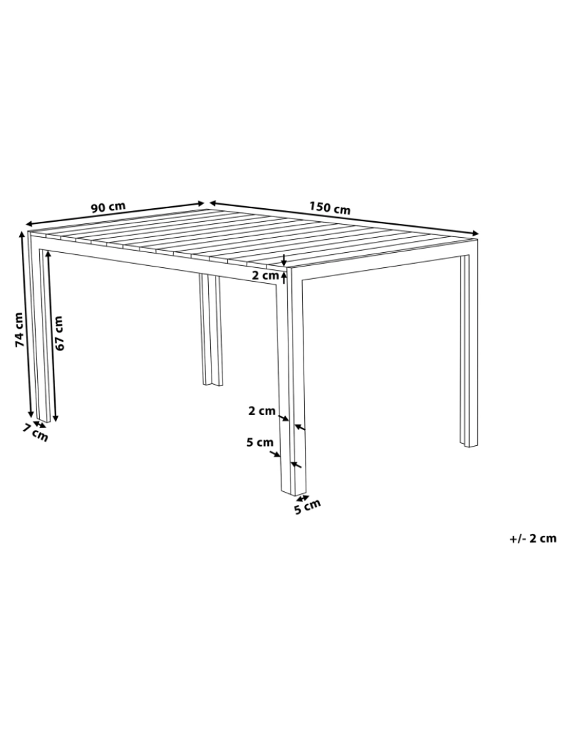 Beliani - Mesa de jardim 150 x 90 cm Material sintético Cinzento COMO