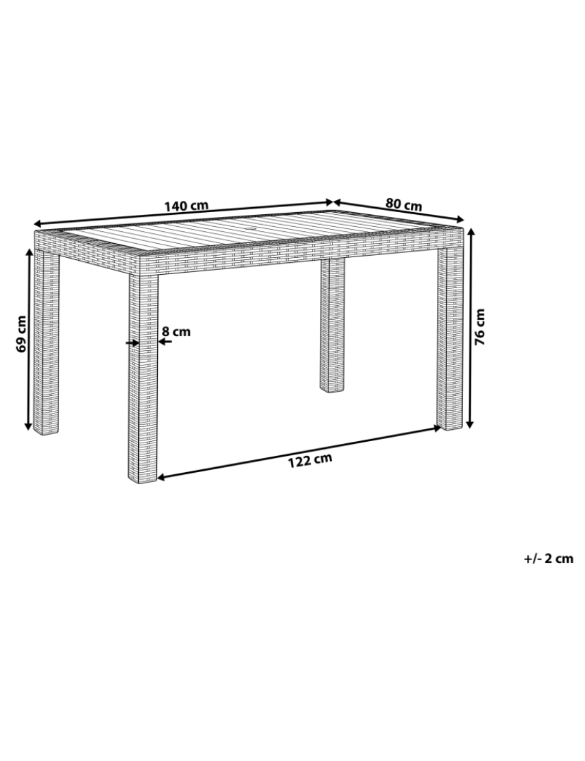 Beliani - Mesa de jardim 140 x 80 cm Material sintético Cinzento claro FOSSANO