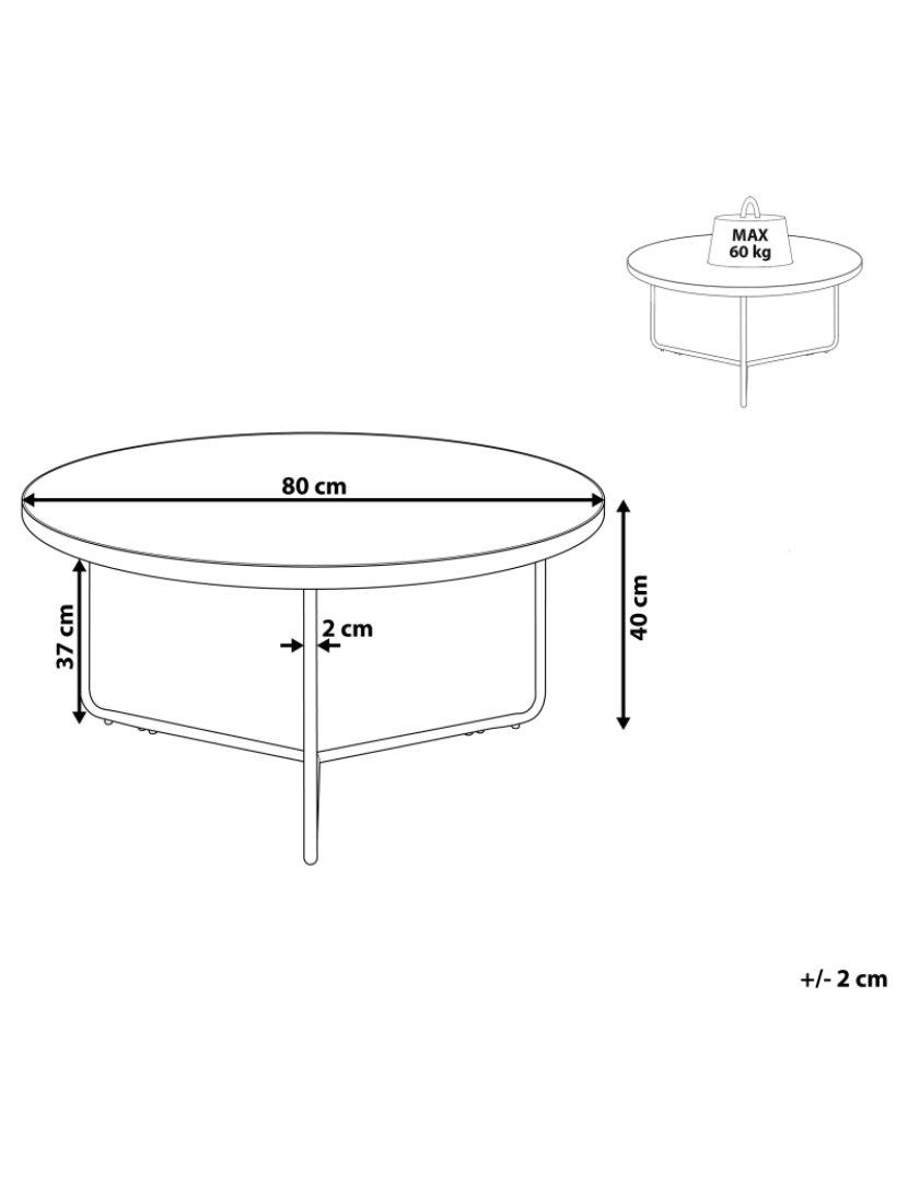 imagem de Mesa de centro ⌀ 80 cm castanho claro MELODY BIG1