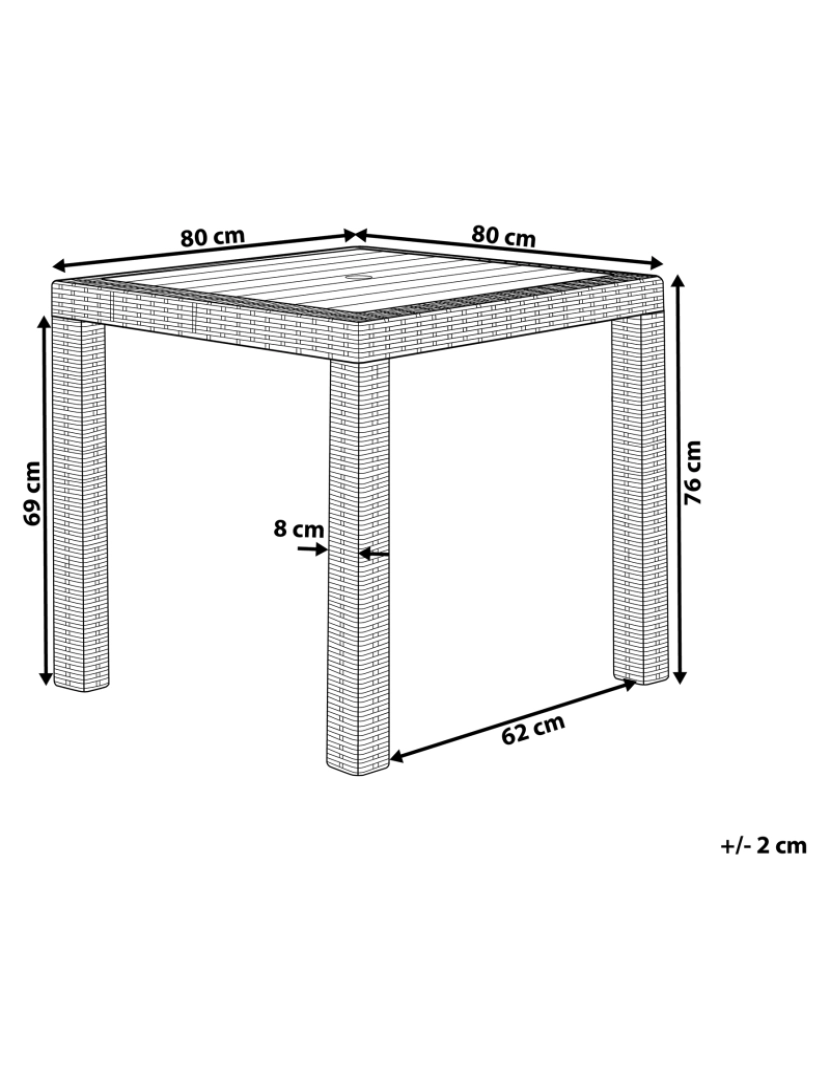 Beliani - Mesa de jardim 80 x 80 cm Material sintético Cinzento claro FOSSANO