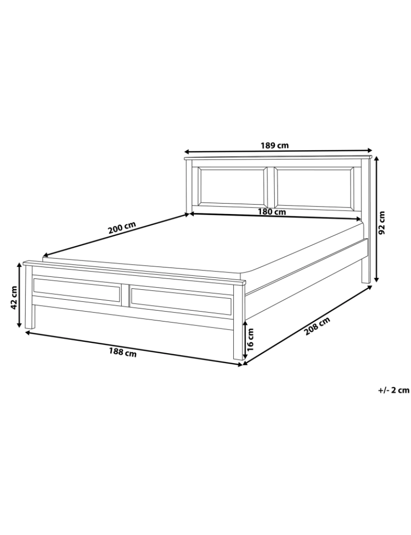 Beliani - Cama de casal em madeira branca 180 x 200 cm OLIVET