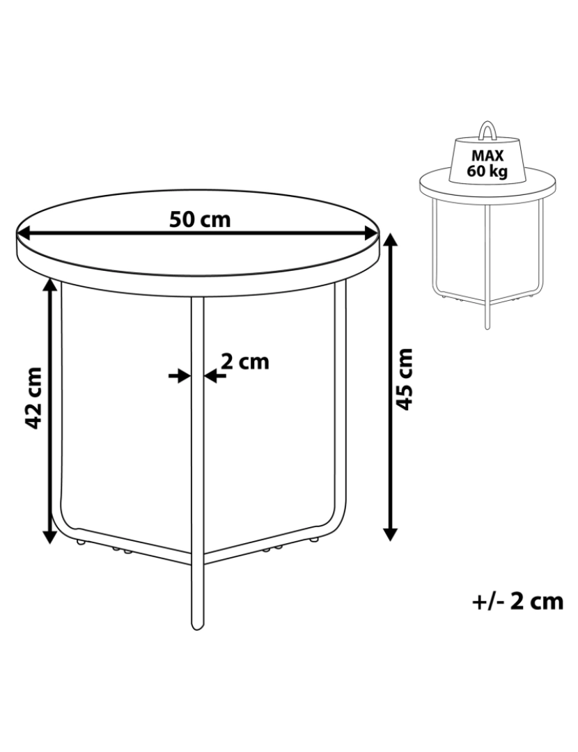 Beliani - Mesa de apoio ⌀ 50 cm castanho claro MELODY SMALL