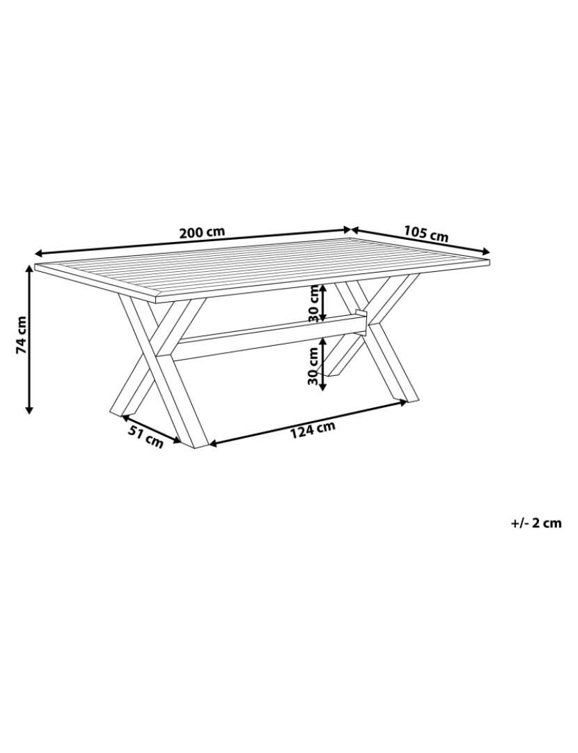 Beliani - Mesa de jardim 200 x 105 cm Metal Cinzento CASCAIS