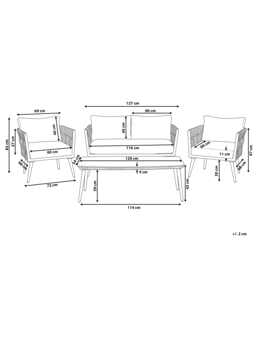 Beliani - Conjunto lounge Ratan sintético Cinzento PREVEZA