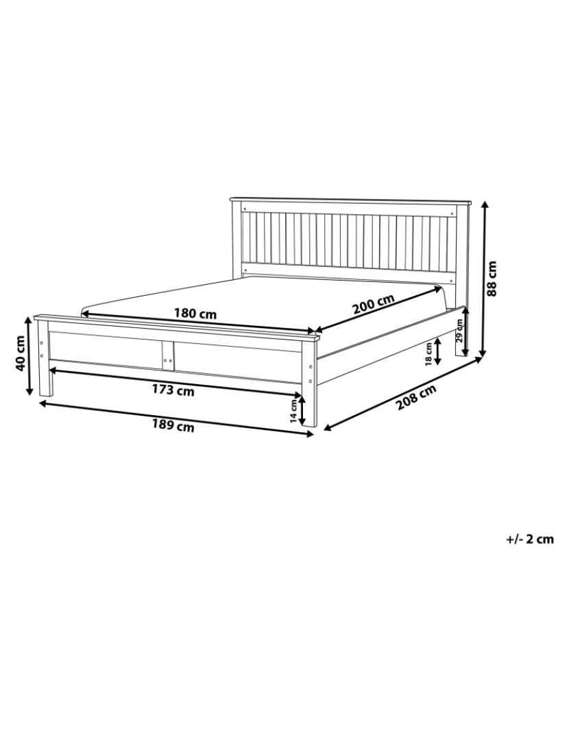 Beliani - Cama de casal em madeira branca 180 x 200 cm MAYENNE